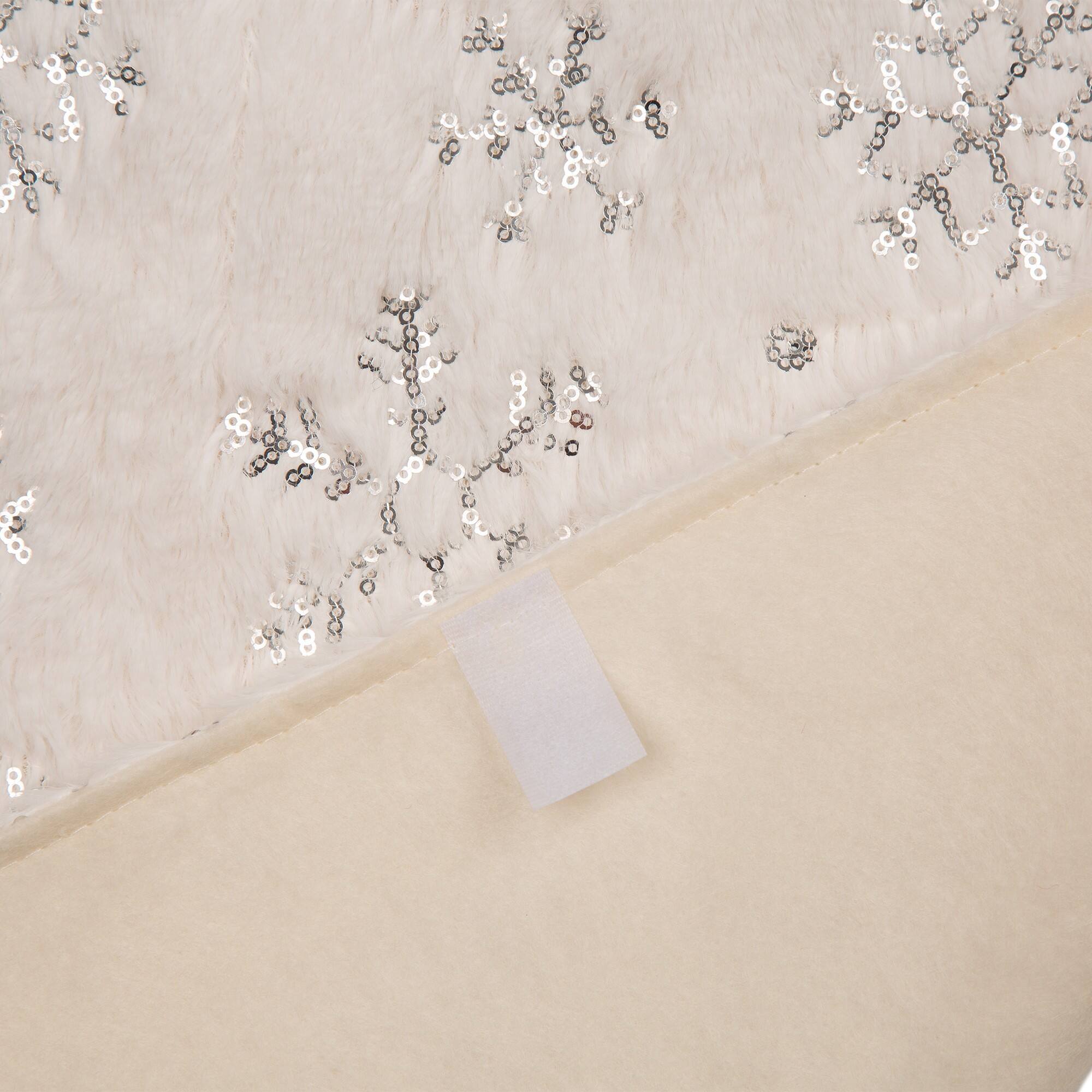 Glitzhome® 48" White Plush with Snowflake Christmas Tree Skirt